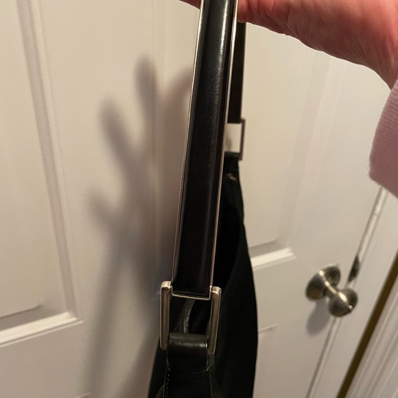 Auth RARE PRADA vintage Tessuto Black leather trim Shoulder Bag with COA clean! - Picture 16 of 17